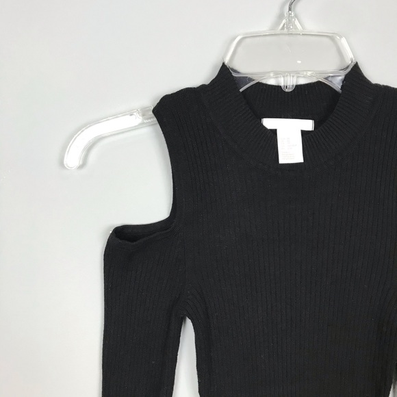 Sweater Cold Shoulder High Neck Black C - Picture 8 of 9
